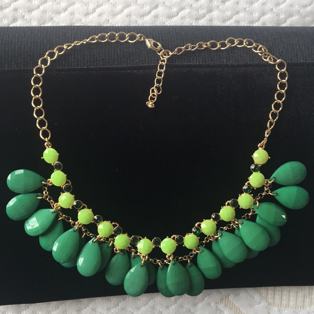 Green and gold statement necklace